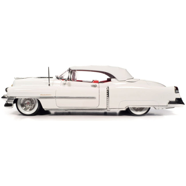 1953 Cadillac Eldorado Soft Top Alpine White with Red Interior 1/18 Diecast Model Car by Auto World - Autoworld - ModelCars.com