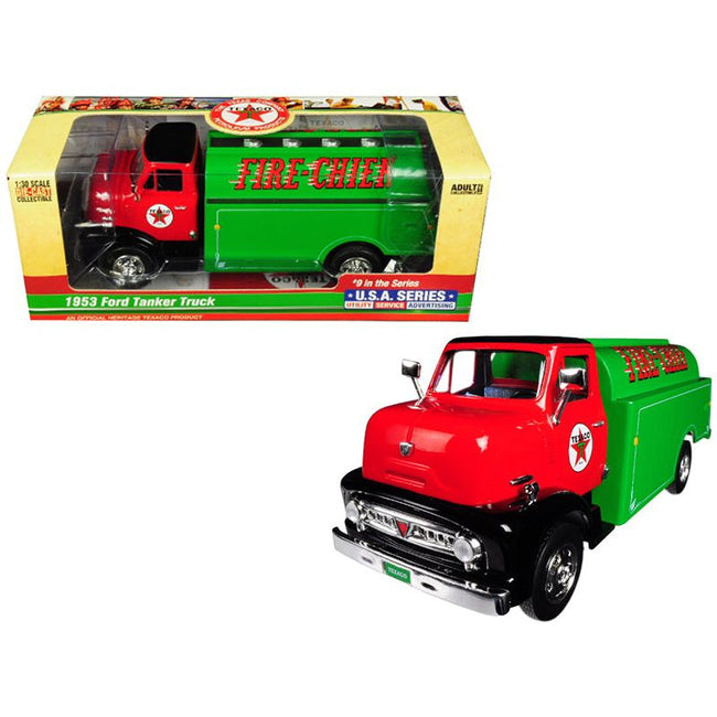 1953 Ford Tanker Truck "Texaco" "Fire-Chief" 9th in the Series "U.S.A. Series Utility - Service - Advertising" 1/30 Diecast Model by Auto World-Autoworld-ModelCars.com