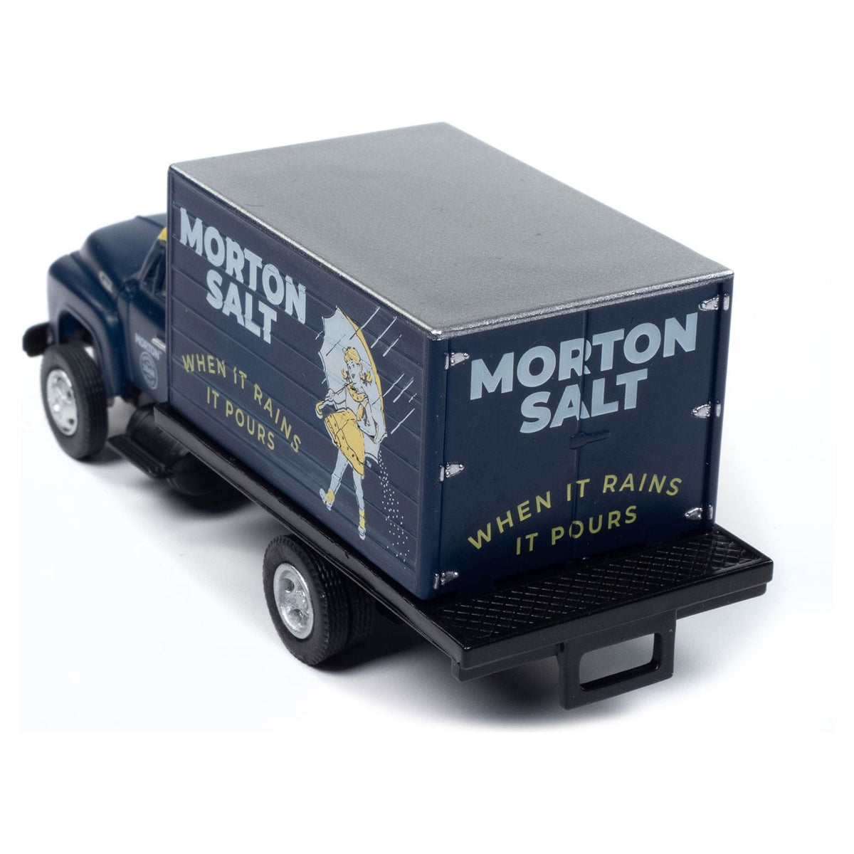 1954 Ford Box Truck Dark Blue with Yellow Top "Morton Salt" "Mini Metals" Series 1/87 (HO) Scale Model Car by Classic Metal Works-Classic Metal Works-ModelCars.com