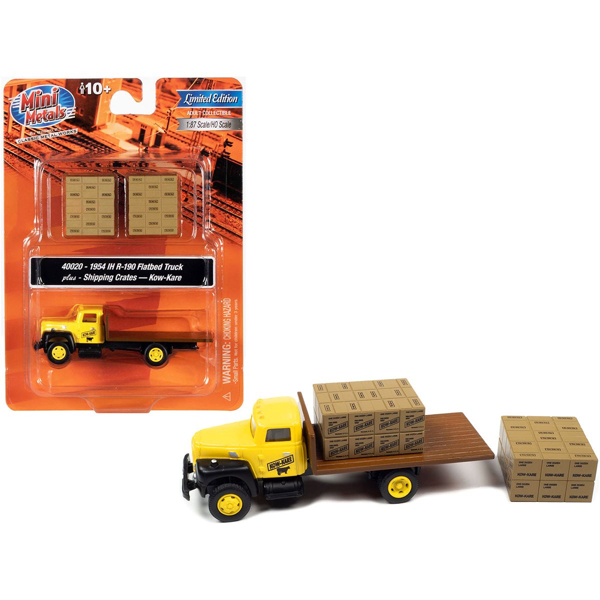 1954 IH R - 190 Flatbed Truck Yellow and Two Shipping Crate Loads "Kow - Kare" 1/87 (HO) Scale Model by Classic Metal Works - Classic Metal Works - ModelCars.com
