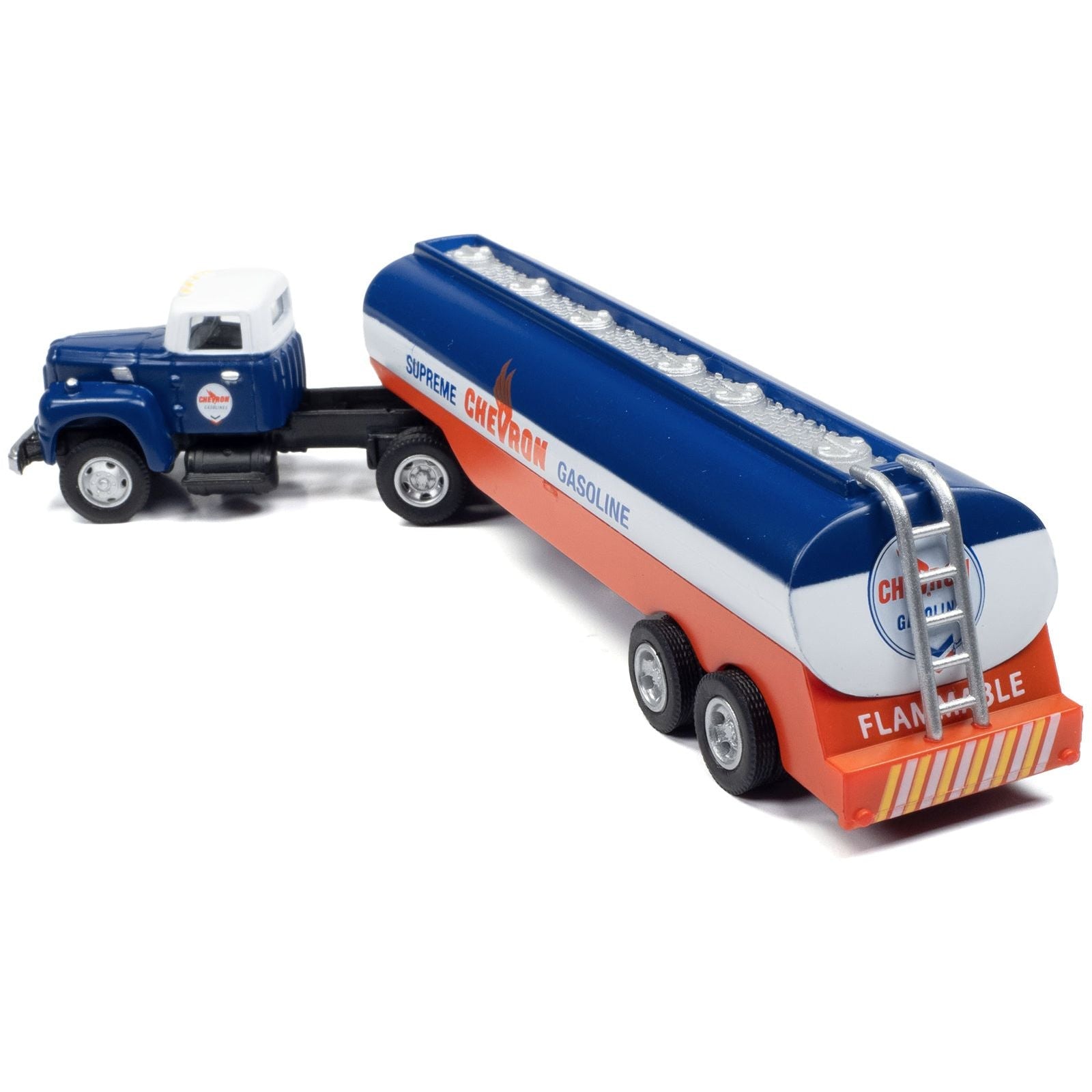 1954 IH R - 190 Tractor Blue and White with Tanker Trailer "Chevron Supreme Gasoline" 1/87 (HO) Scale Model Truck by Classic Metal Works - Classic Metal Works - ModelCars.com