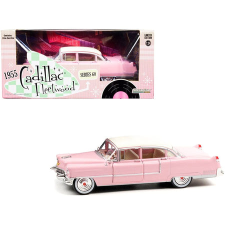 1955 Cadillac Fleetwood Series 60 Pink with White Top 1/24 Diecast Model Car by Greenlight - Greenlight - ModelCars.com