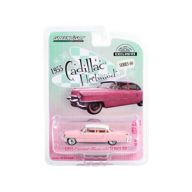 1955 Cadillac Fleetwood Series 60 Pink with White Top "Hobby Exclusive" Series 1/64 Diecast Model Car by Greenlight - Greenlight - ModelCars.com