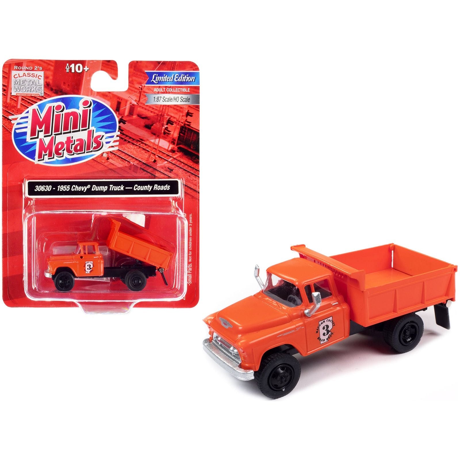 1955 Chevrolet Dump Truck Orange "Macomb County Road Department" 1/87 (HO) Scale Model by Classic Metal Works - Classic Metal Works - ModelCars.com