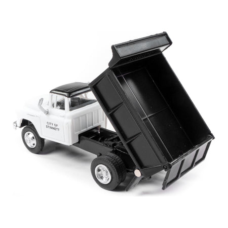 1955 Chevrolet Dump Truck White with Black Top "City of Stinnet Public Works" 1/87 (HO) Scale Model by Classic Metal Works - Classic Metal Works - ModelCars.com