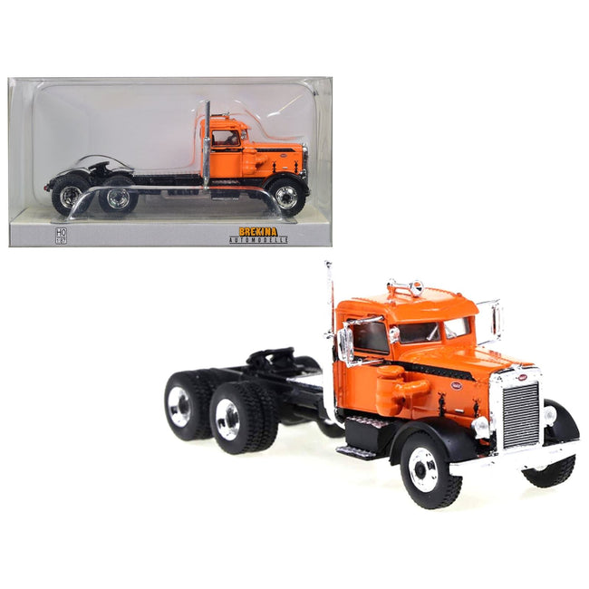 1955 Peterbilt 281 Truck Tractor Orange with Black Stripes 1/87 (HO) Scale Model Car by Brekina - Brekina - ModelCars.com