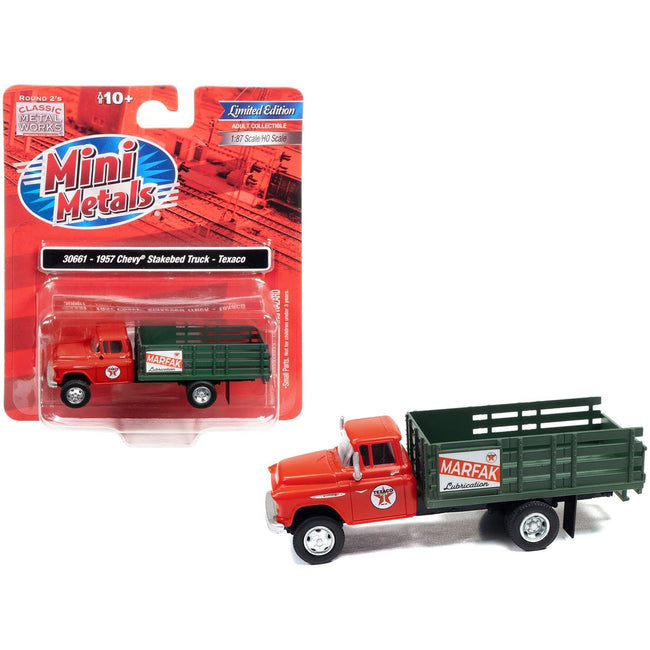 1957 Chevrolet Stakebed Truck Red "Texaco - Marfak Lubrication" 1/87 (HO) Scale Model Car by Classic Metal Works-Classic Metal Works-ModelCars.com
