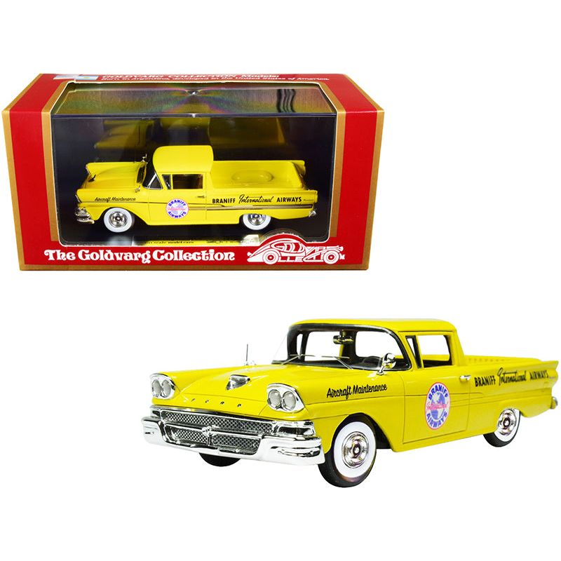 1958 Ford Ranchero Aircraft Maintenance Car Yellow "Braniff International Airways" Limited Edition to 125 pieces Worldwide 1/43 Model Car by Goldvarg Collection - Goldvarg Collection - ModelCars.com
