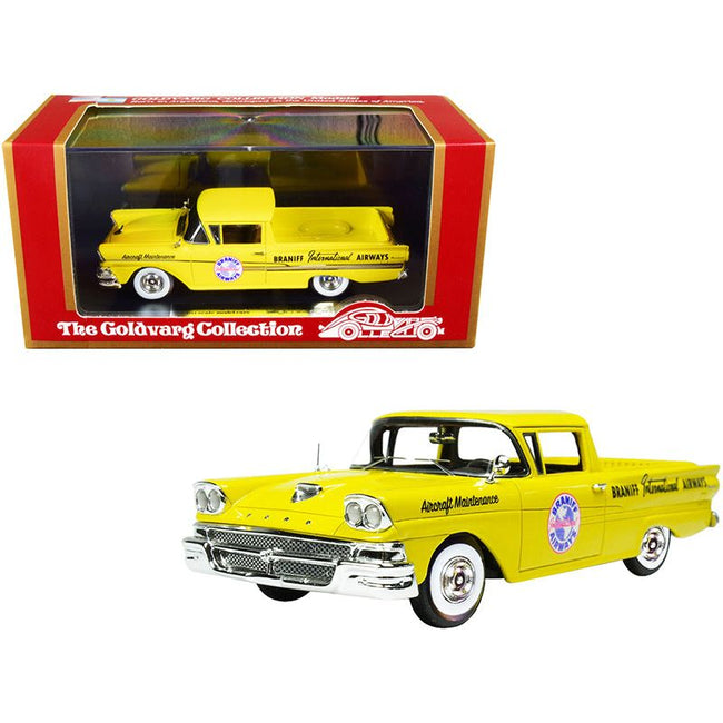 1958 Ford Ranchero Aircraft Maintenance Car Yellow "Braniff International Airways" Limited Edition to 125 pieces Worldwide 1/43 Model Car by Goldvarg Collection - Goldvarg Collection - ModelCars.com