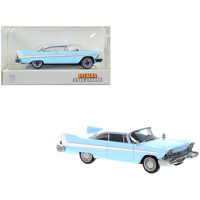 1958 Plymouth Fury Light Blue with White Top 1/87 (HO) Scale Model Car by Brekina - Brekina - ModelCars.com