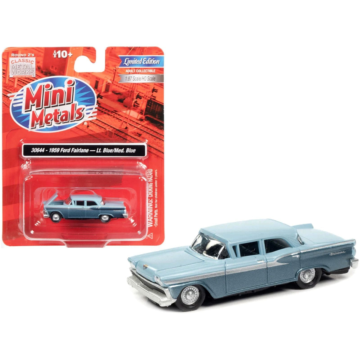 1959 Ford Fairlane Wedgewood Blue and Surf Blue Metallic Two-Tone 1/87 (HO) Scale Model Car by Classic Metal Works-Classic Metal Works-ModelCars.com