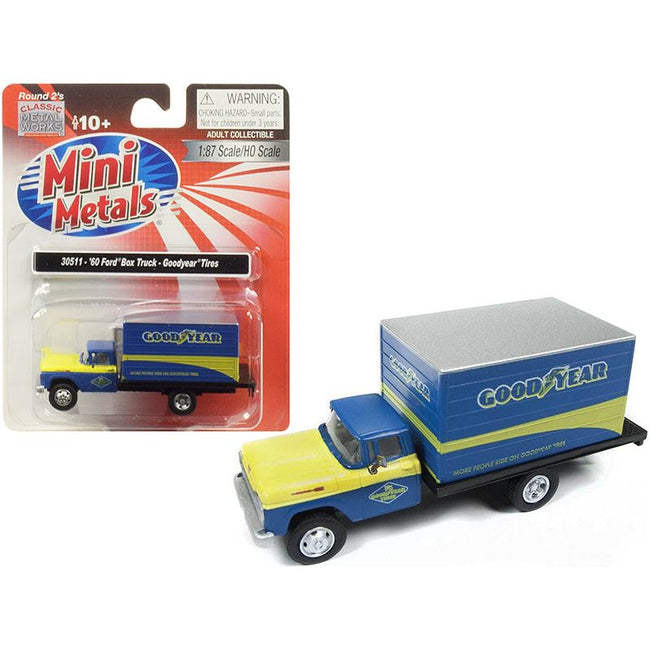 1960 Ford Box Truck "Goodyear" Blue 1/87 (HO) Scale Model by Classic Metal Works - Classic Metal Works - ModelCars.com