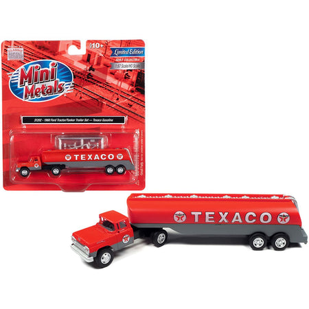 1960 Ford Tanker Truck Red and Gray "Texaco" 1/87 (HO) Scale Model by Classic Metal Works-Classic Metal Works-ModelCars.com