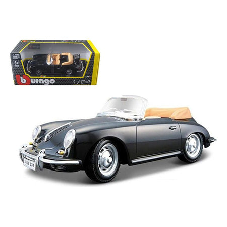 1961 Porsche 356 B Cabriolet Black 1/24 Diecast Model Car by Bburago - Bburago - ModelCars.com