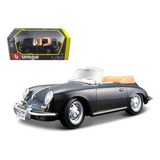 1961 Porsche 356 B Cabriolet Black 1/24 Diecast Model Car by Bburago - Bburago - ModelCars.com