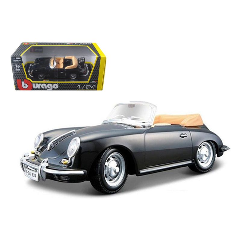 1961 Porsche 356 B Cabriolet Black 1/24 Diecast Model Car by Bburago-Bburago-ModelCars.com