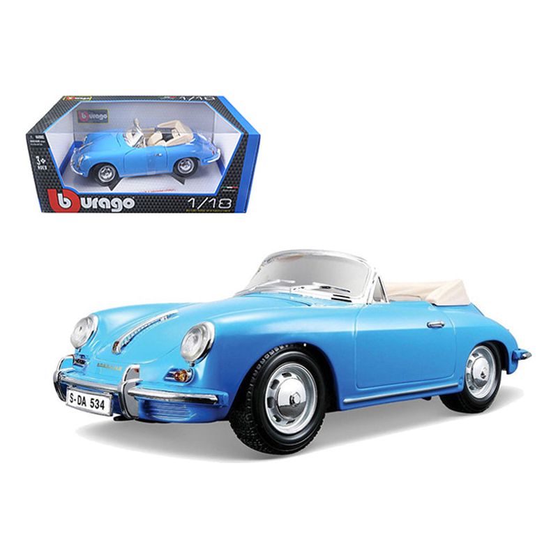 1961 Porsche 356B Convertible Blue 1/18 Diecast Car Model by Bburago - Bburago - ModelCars.com