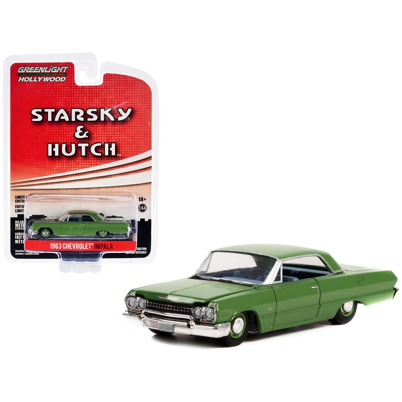 1963 Chevrolet Impala Green with Blue Interior "Starsky and Hutch" (1975 - 1979) TV Series Hollywood Special Edition Series 2 1/64 Diecast Model Car by Greenlight - Greenlight - ModelCars.com