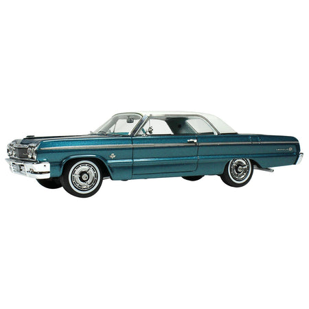 1964 Chevrolet Impala Lagoon Aqua Blue Metallic with Blue Interior and White Top Limited Edition to 200 pieces Worldwide 1/43 Model Car by Goldvarg Collection - Goldvarg Collection - ModelCars.com