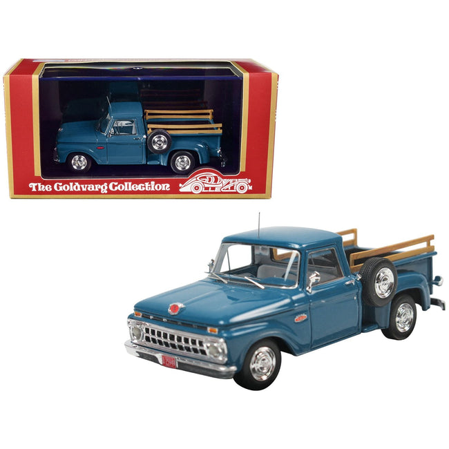 1965 Ford F - 100 Stepside Pickup Truck Caribbean Turquoise with White Interior Limited Edition to 220 pieces Worldwide 1/43 Model Car by Goldvarg Collection - Goldvarg Collection - ModelCars.com