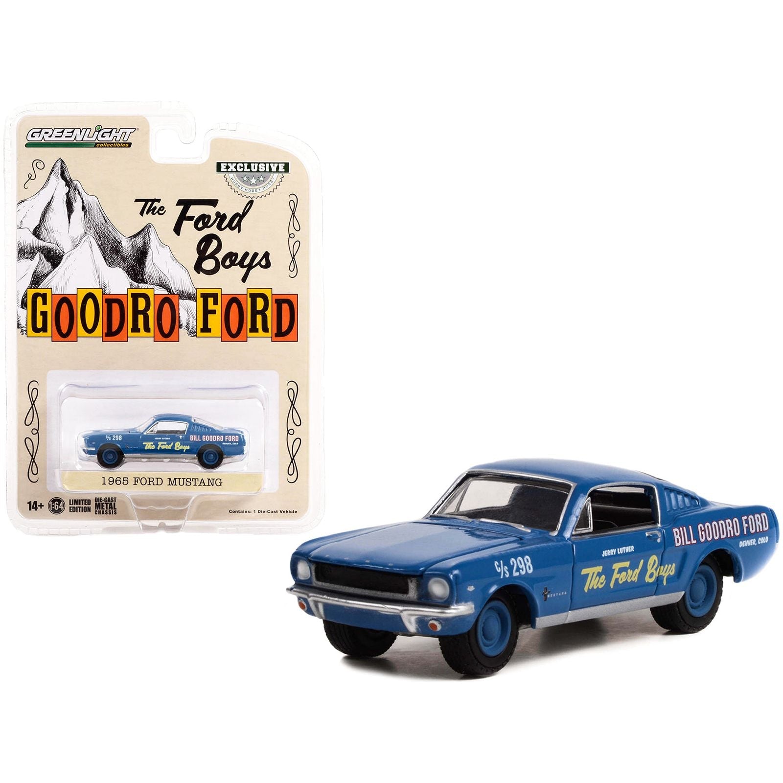 1965 Ford Mustang Fastback Blue "The Ford Boys - Bill Goodro Ford Denver CO" "Hobby Exclusive" 1/64 Diecast Model Car by Greenlight - Greenlight - ModelCars.com