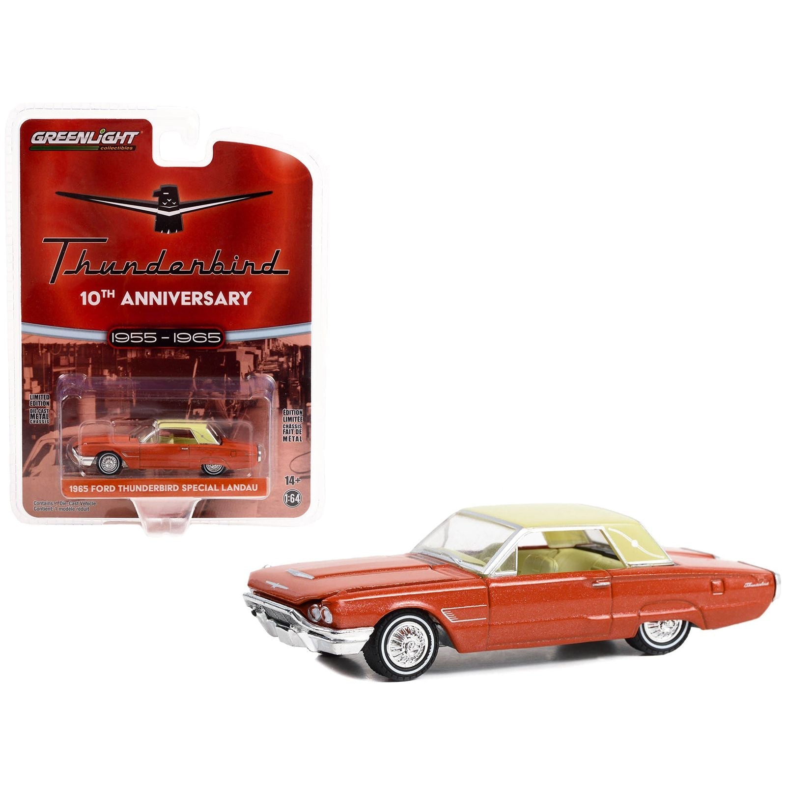 1965 Ford Thunderbird Special Landau Ember - Glo Metallic with Cream Top and Interior "10th Anniversary" "Anniversary Collection" Series 15 1/64 Diecast Model Car by Greenlight - Greenlight - ModelCars.com