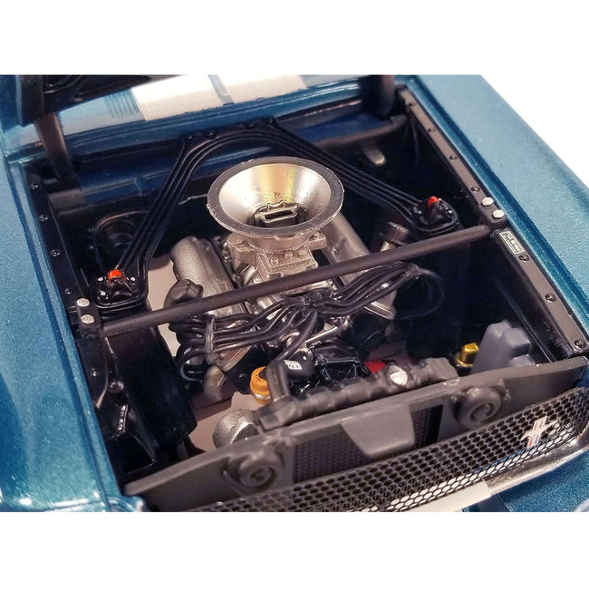 1965 Shelby GT 350R 11B Mark Donahue "Dockery Ford" Blue Metallic with White Stripes Limited Edition to 600 pieces Worldwide 1/18 Diecast Model Car by ACME-Acme-ModelCars.com