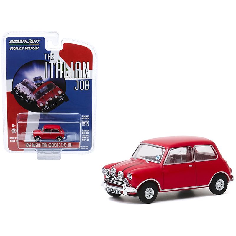 1967 Austin Mini Cooper S 1275 MkI Red "The Italian Job" (1969) Movie "Hollywood Series" Release 28 1/64 Diecast Model Car by Greenlight - Greenlight - ModelCars.com