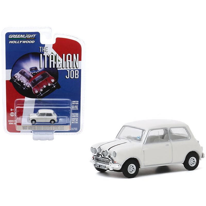 1967 Austin Mini Cooper S 1275 MkI White "The Italian Job" (1969) Movie "Hollywood Series" Release 28 1/64 Diecast Model Car by Greenlight - Greenlight - ModelCars.com