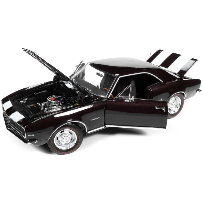 1967 Chevrolet Camaro Z/28 Royal Plum with White Stripes "Muscle Car & Corvette Nationals" (MCACN) 1/18 Diecast Model Car by Auto World-Autoworld-ModelCars.com