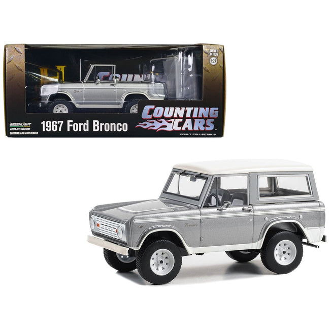 1967 Ford Bronco Silver Metallic with White Top "Counting Cars" (2012 - Present) TV Series "Hollywood" Series 1/24 Diecast Model Car by Greenlight - Greenlight - ModelCars.com