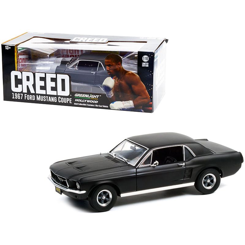 1967 Ford Mustang Coupe Matt Black (Adonis Creed's) "Creed" (2015) Movie 1/18 Diecast Model Car by Greenlight - Greenlight - ModelCars.com