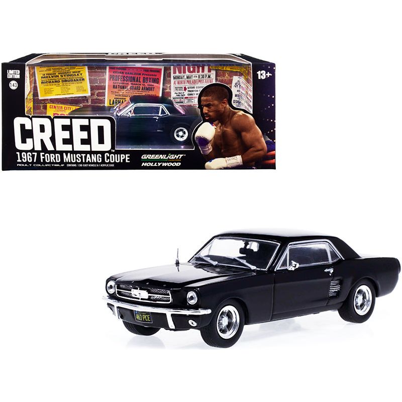 1967 Ford Mustang Coupe Matt Black (Adonis Creed's) "Creed" (2015) Movie 1/43 Diecast Model Car by Greenlight - Greenlight - ModelCars.com