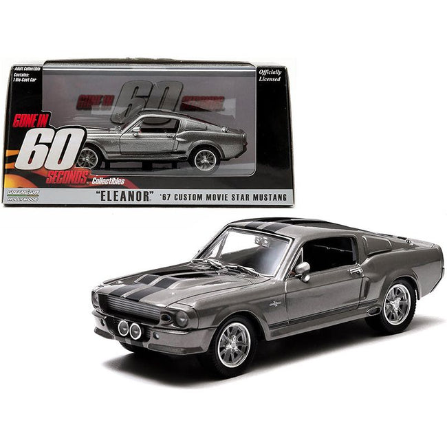 1967 Ford Mustang Custom "Eleanor" Gray Metallic with Black Stripes "Gone in 60 Seconds" (2000) Movie 1/43 Diecast Model Car by Greenlight - Greenlight - ModelCars.com