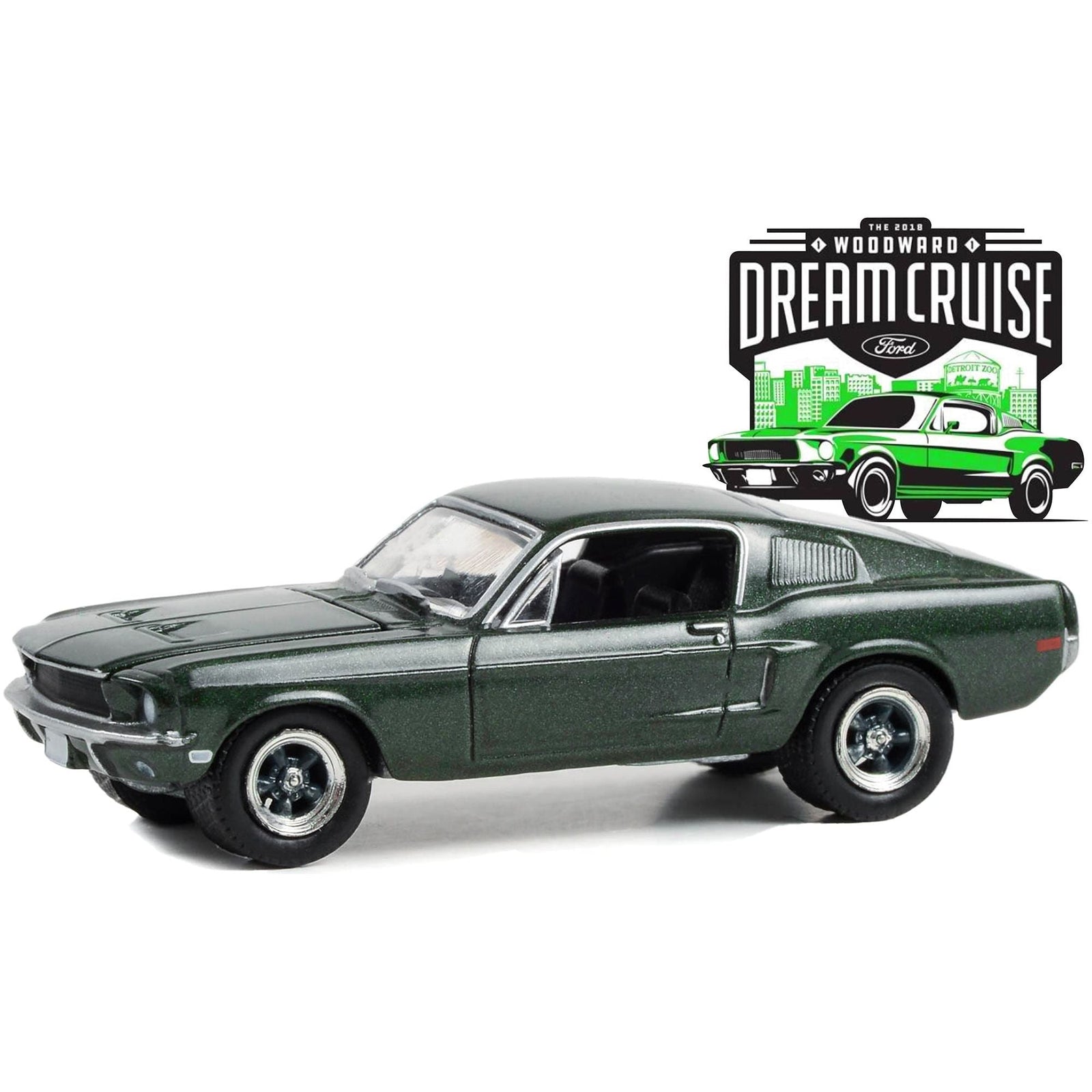1968 Ford Mustang GT Fastback Green Metallic "24th Annual Woodward Dream Cruise Featured Heritage Vehicle" (2018) "Woodward Dream Cruise" Series 1 1/64 Diecast Model Car by Greenlight - Greenlight - ModelCars.com