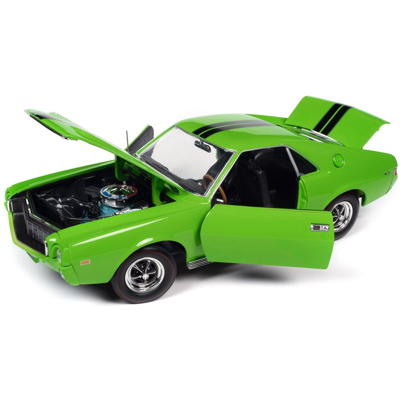 1969 AMC AMX Big Bad Lime Green with Black Stripes "Muscle Car & Corvette Nationals" (MCACN) "American Muscle" Series 1/18 Diecast Model Car by Auto World - Autoworld - ModelCars.com
