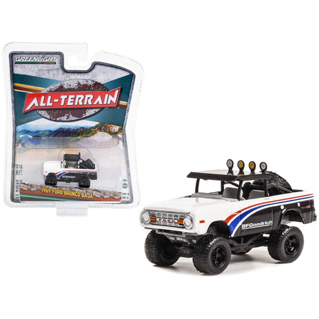 1969 Ford Bronco Baja Black and White with Stripes "BFGoodrich" "All Terrain" Series 13 1/64 Diecast Model Car by Greenlight-Greenlight-ModelCars.com
