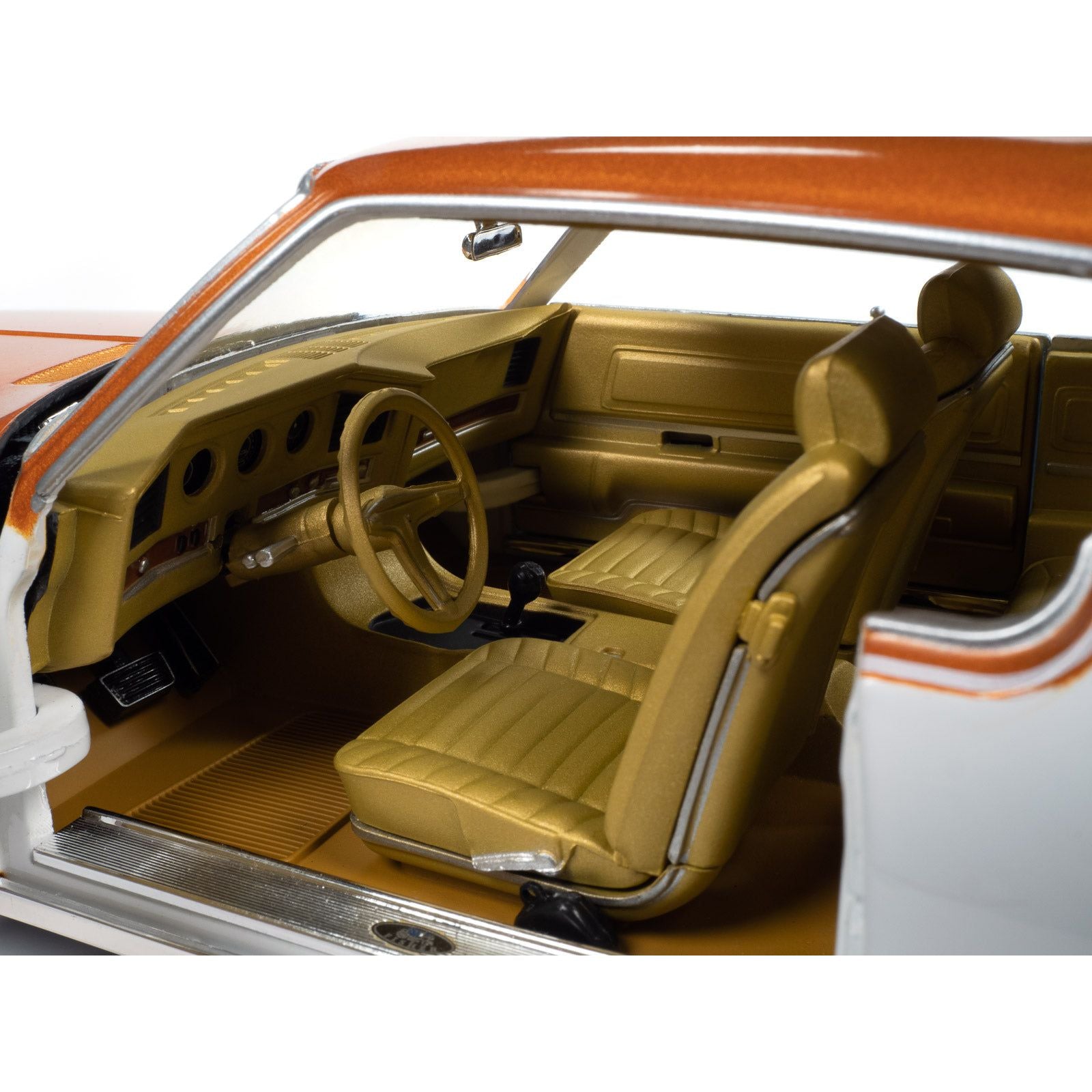 1969 Pontiac Royal Bobcat Grand Prix Model J Cameo White with Firefrost Gold Hood and Top with Gold Interior "American Muscle" Series 1/18 Diecast Model Car by Auto World - Autoworld - ModelCars.com