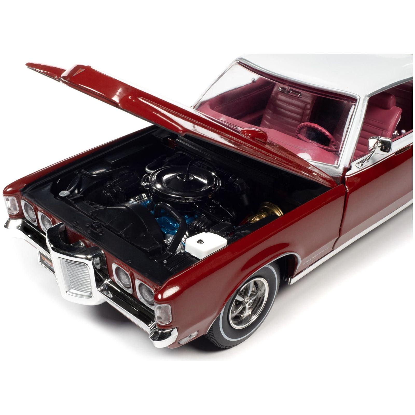 1969 Pontiac Royal Bobcat Grand Prix Model J Matador Red with White Top and Red Interior 1/18 Diecast Model Car by Auto World - Autoworld - ModelCars.com