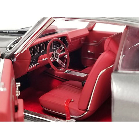 1970 Chevrolet Chevelle LS6 Shadow Gray with Black Stripes and Red Interior Limited Edition to 678 pieces Worldwide 1/18 Diecast Model Car by ACME-Acme-ModelCars.com