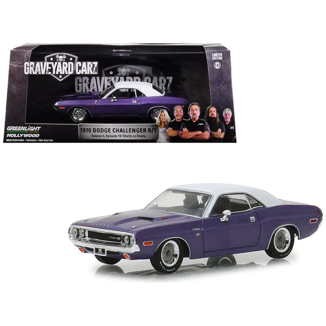 1970 Dodge Challenger R/T Purple with White Top "Graveyard Carz" (2012) TV Series (Season 5 - "Chally vs. Chally") 1/43 Diecast Model Car by Greenlight - Greenlight - ModelCars.com