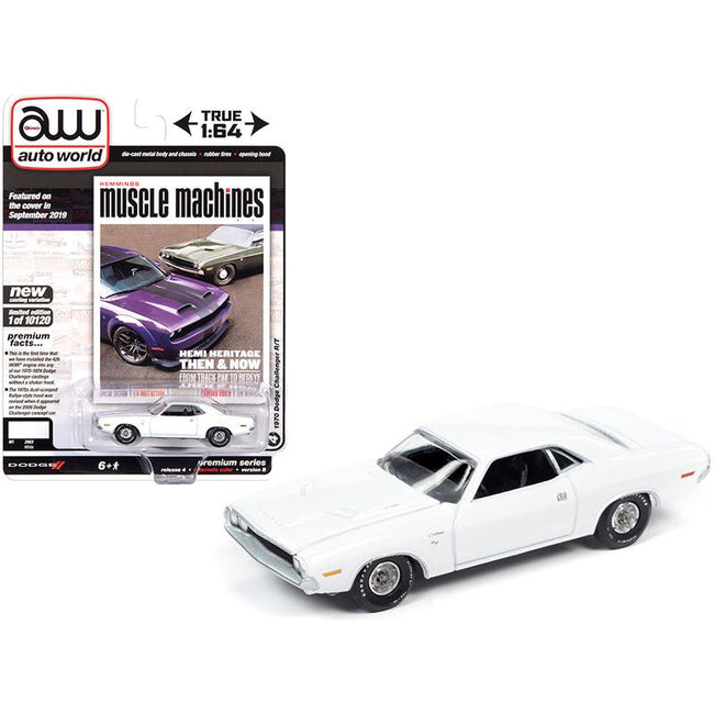 1970 Dodge Challenger R/T White "Hemmings Muscle Machines" Magazine Cover Car (September 2019) Limited Edition to 10120 pieces Worldwide 1/64 Diecast Model Car by Auto World - Autoworld - ModelCars.com