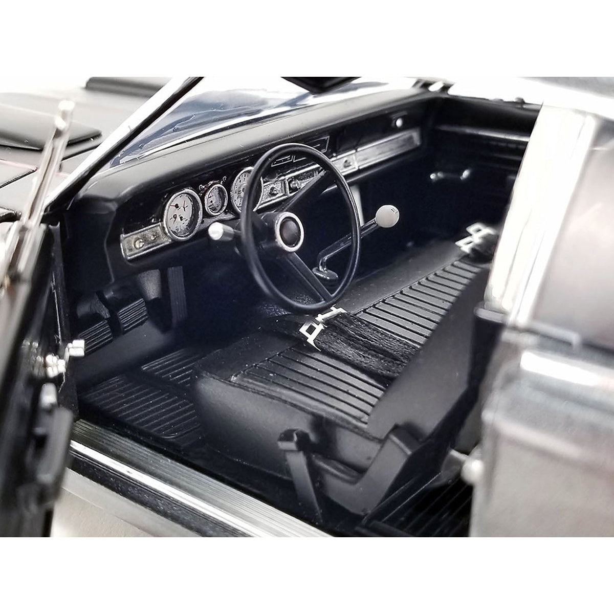 1970 Dodge Dart Street Fighter "Bullseye" Dark Gray Metallic with Black Hood and Tail Stripe Limited Edition to 264 pieces Worldwide 1/18 Diecast Model Car by ACME-Acme-ModelCars.com