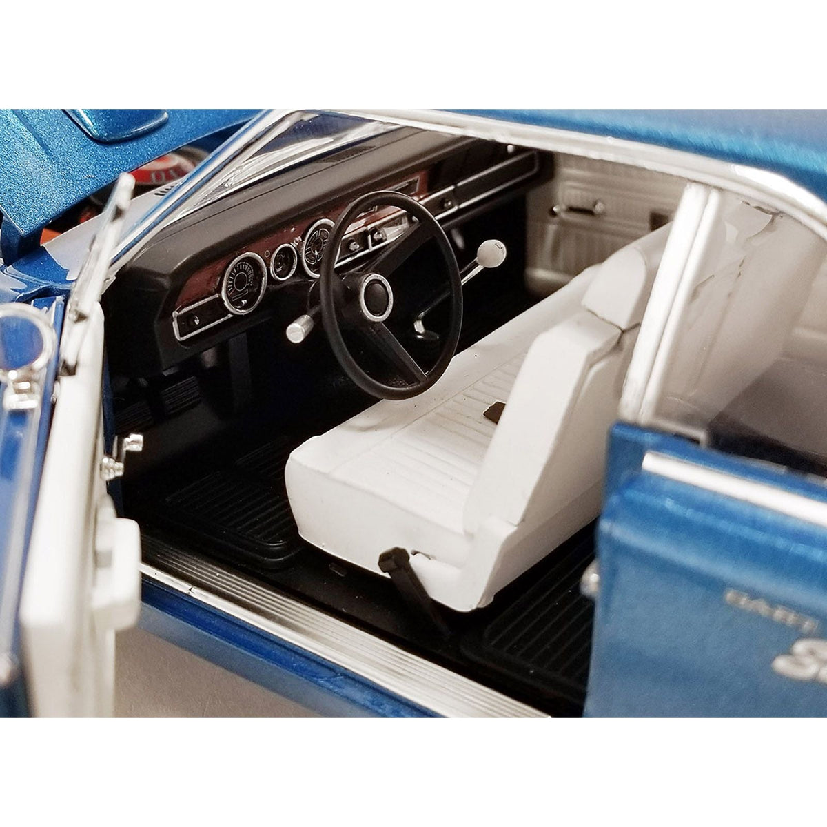 1970 Dodge Dart Swinger Blue Metallic with White Interior Limited Edition to 276 pieces Worldwide 1/18 Diecast Model Car by ACME-Acme-ModelCars.com