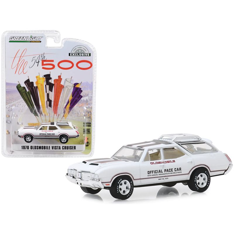 1970 Oldsmobile Vista Cruiser White "54th Annual Indianapolis 500 Mile Race" Oldsmobile Official Pace Car "Hobby Exclusive" 1/64 Diecast Model Car by Greenlight-Greenlight-ModelCars.com