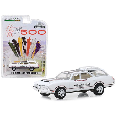 1970 Oldsmobile Vista Cruiser White "54th Annual Indianapolis 500 Mile Race" Oldsmobile Official Pace Car "Hobby Exclusive" 1/64 Diecast Model Car by Greenlight-Greenlight-ModelCars.com