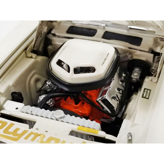 1970 Plymouth HEMI Barracuda Super Stock "Ramchargers" White with Red Stripes Limited Edition to 750 pieces Worldwide 1/18 Diecast Model Car by ACME - Acme - ModelCars.com