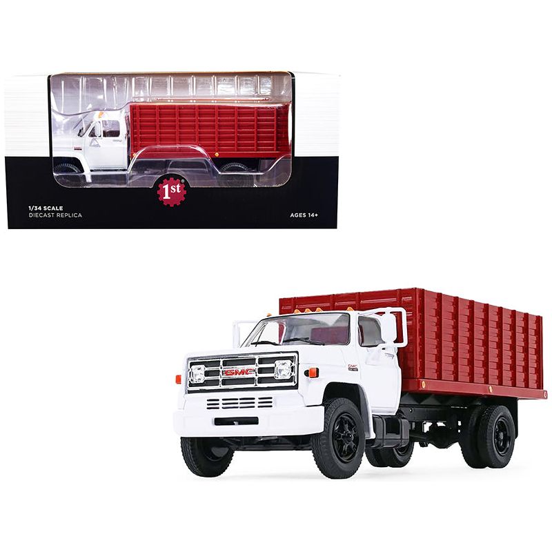 1970s GMC 6500 Grain Truck with Corn Load White and Red 1/34 Diecast Model by First Gear-First Gear-ModelCars.com
