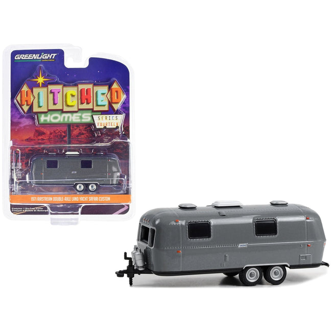 1971 Airstream Double - Axle Land Yacht Safari Custom Travel Trailer Gray "Hitched Homes" Series 14 1/64 Diecast Model by Greenlight - Greenlight - ModelCars.com