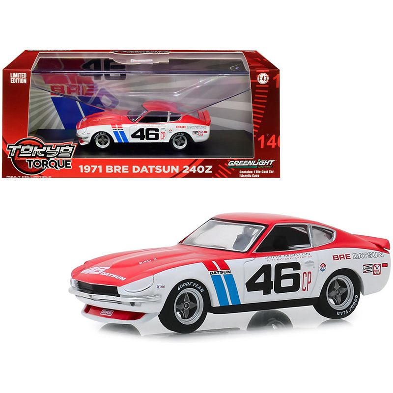 1971 Datsun 240Z 46 John Morton "Brock Racing Enterprises" (BRE) "Tokyo Torque" Series 1/43 Diecast Model Car by Greenlight - Greenlight - ModelCars.com